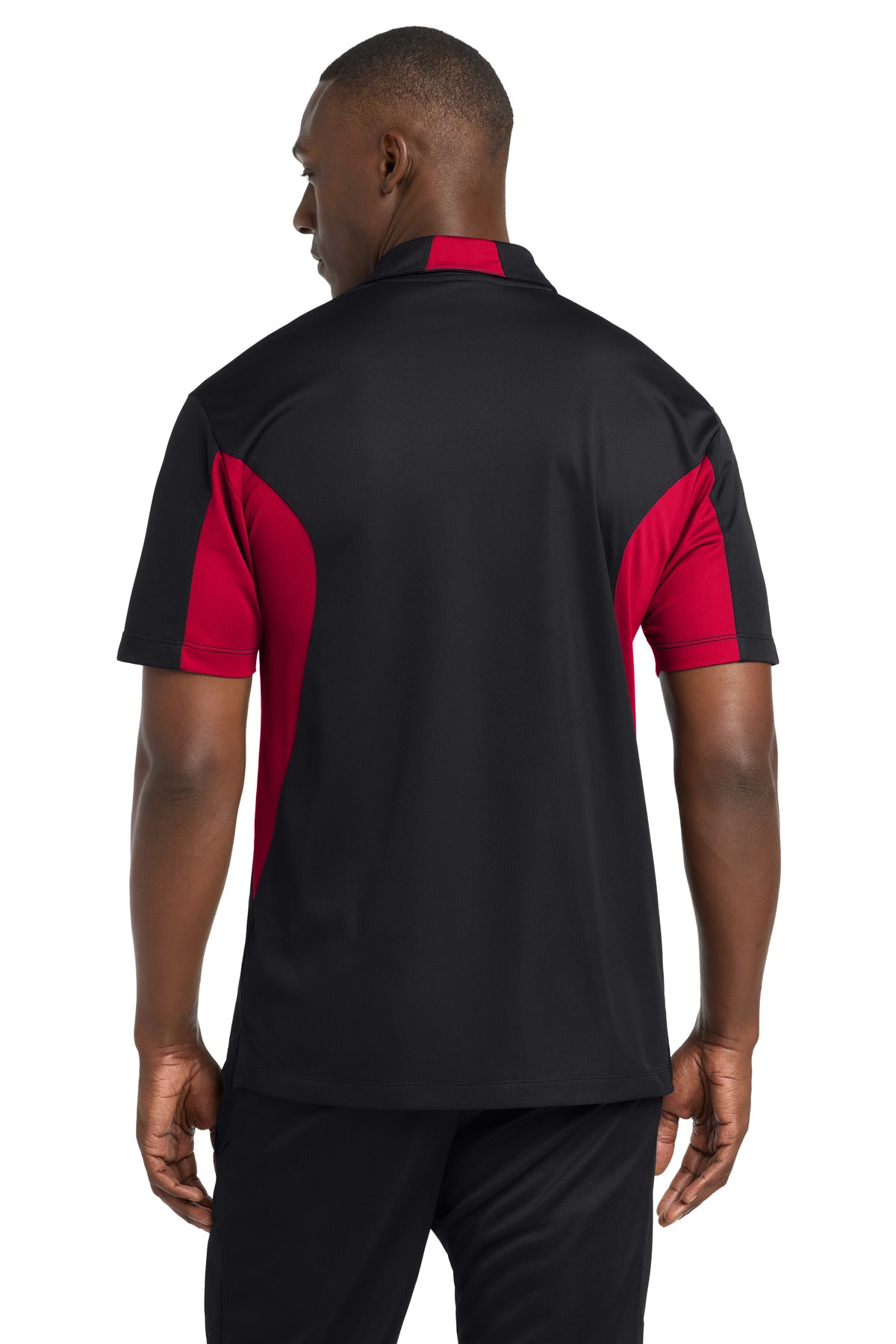 Sport-Tek Side Blocked Micropique Sport-Wick Polo - Black/ Deep Red - back