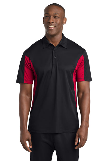 Sport-Tek Side Blocked Micropique Sport-Wick Polo - Black/ Deep Red - front