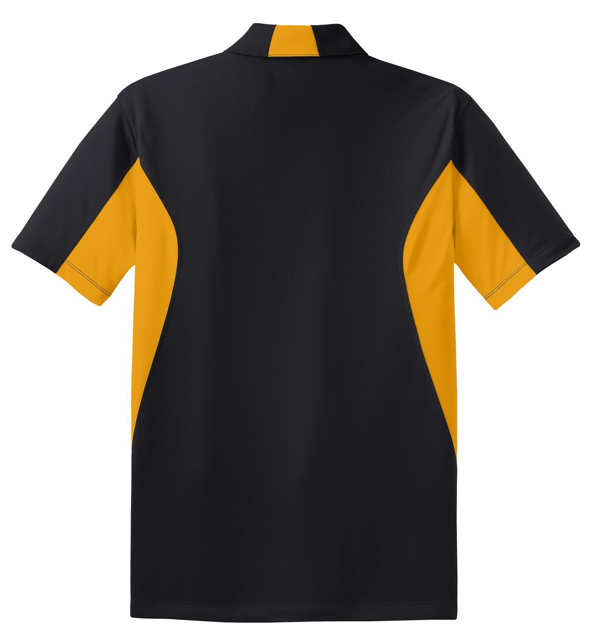 Sport-Tek Side Blocked Micropique Sport-Wick Polo - Black/ Gold - flat back