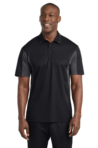 Sport-Tek Side Blocked Micropique Sport-Wick Polo - Black/ Iron Grey - front