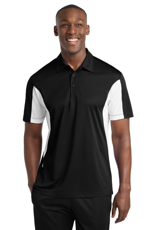 Sport-Tek Side Blocked Micropique Sport-Wick Polo - Black/ White - front