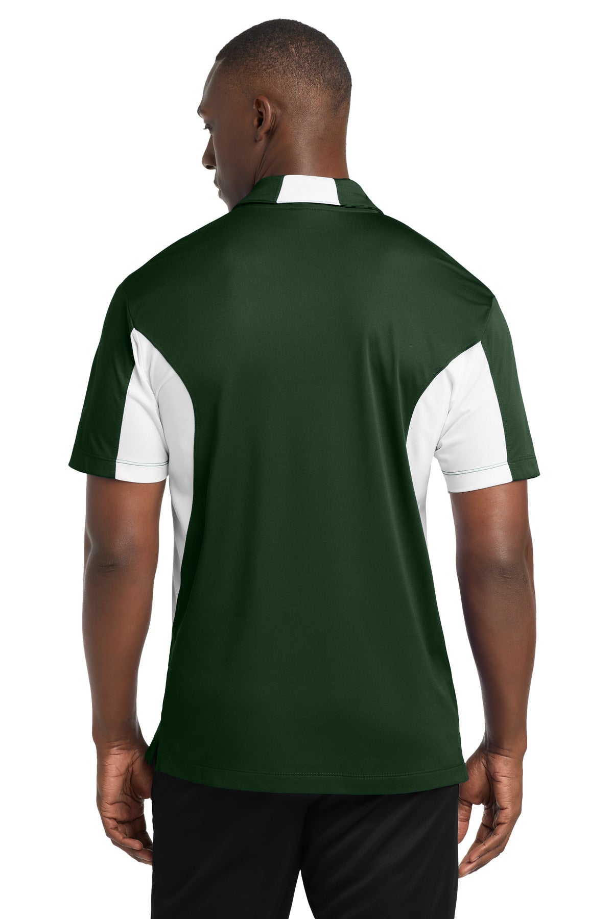 Sport-Tek Side Blocked Micropique Sport-Wick Polo - Forest Green/ White - back