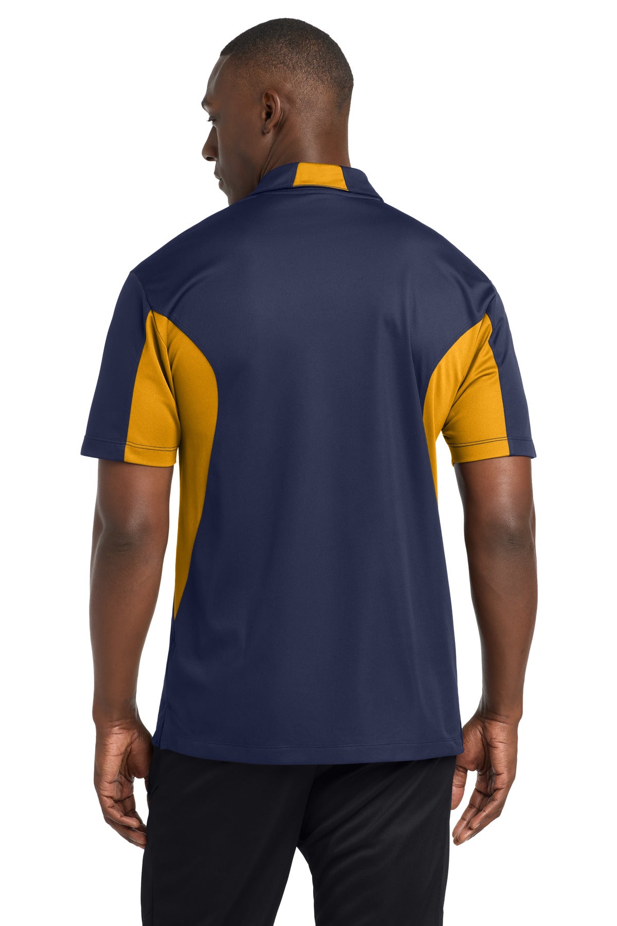 Sport-Tek Side Blocked Micropique Sport-Wick Polo - True Navy/ Gold - back