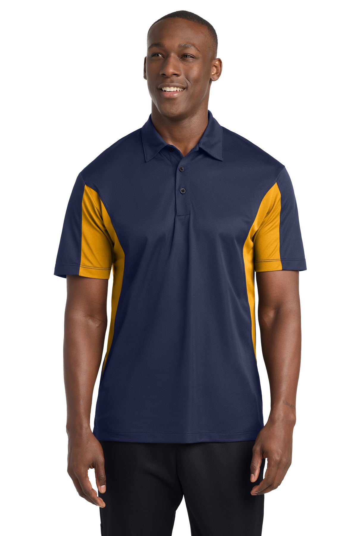 Sport-Tek Side Blocked Micropique Sport-Wick Polo - True Navy/ Gold - front