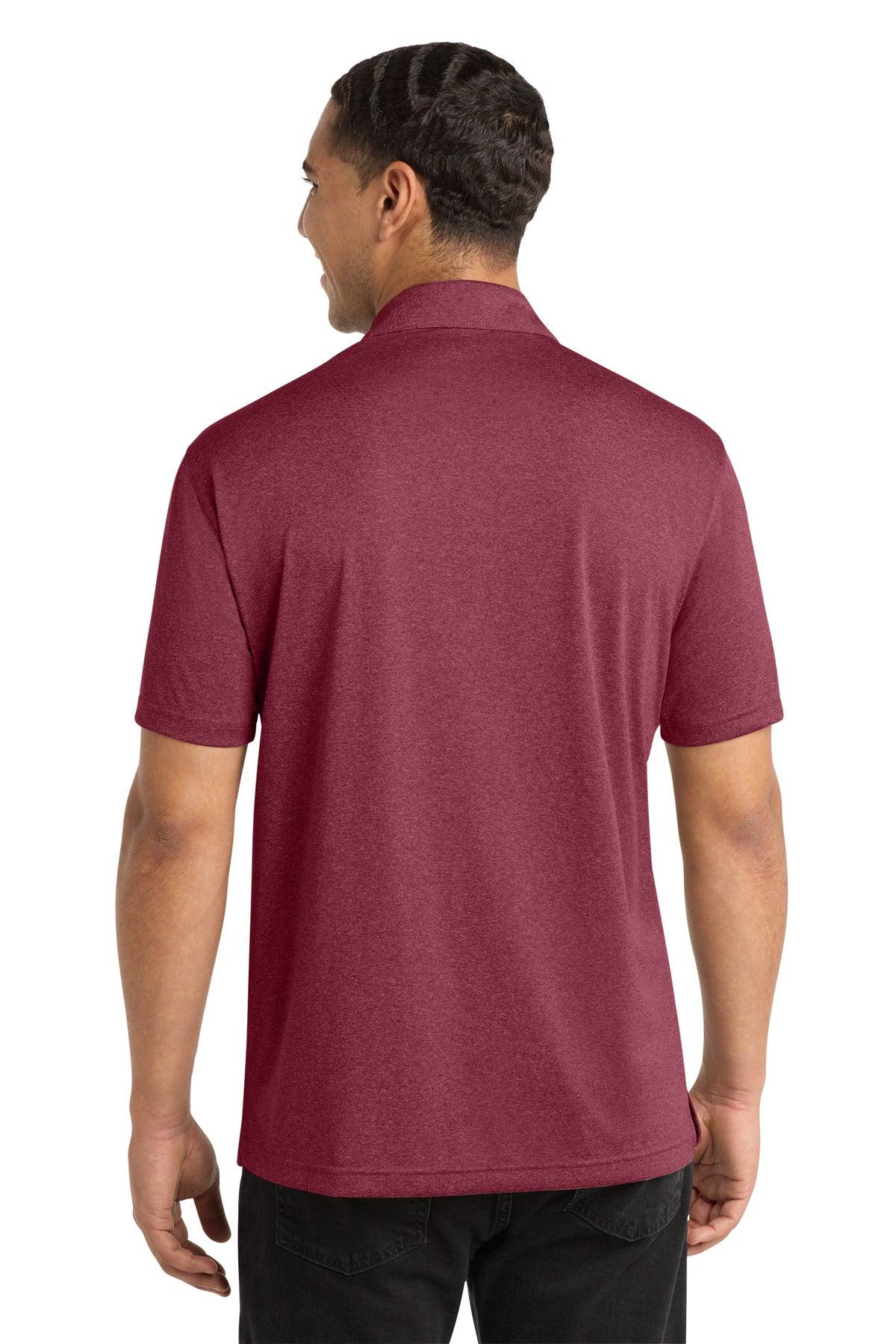 Sport-Tek Heather Contender Polo - Cardinal Heather - back