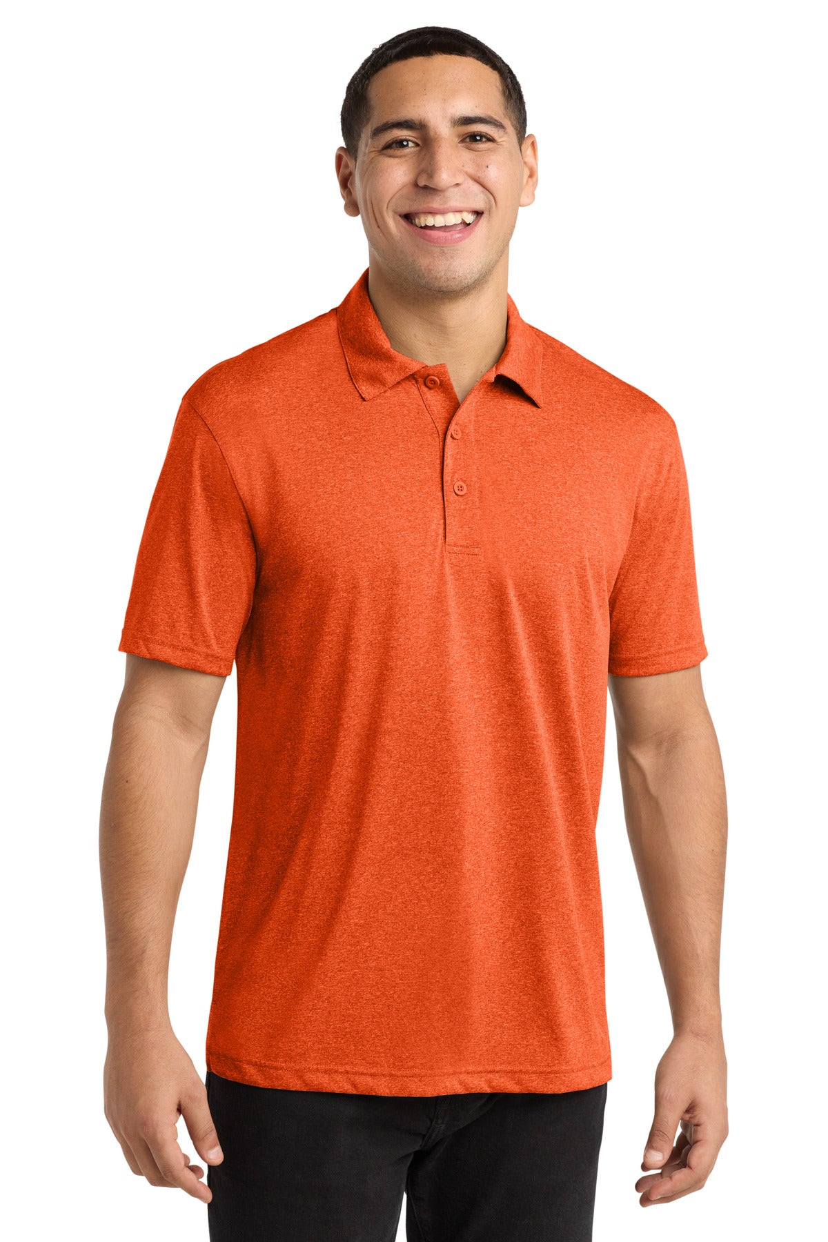 Sport-Tek Heather Contender Polo - Deep Orange Heather - front