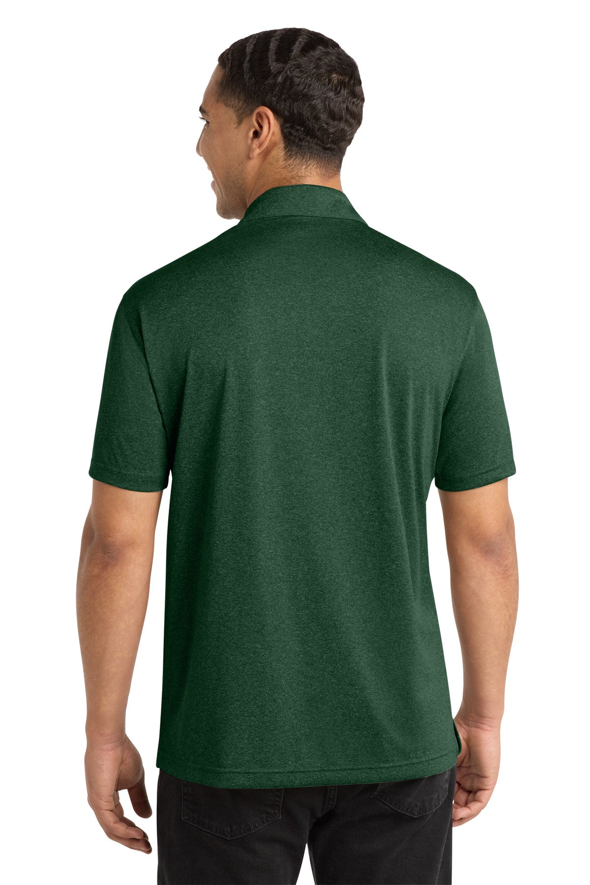 Sport-Tek Heather Contender Polo - Forest Green Heather - back