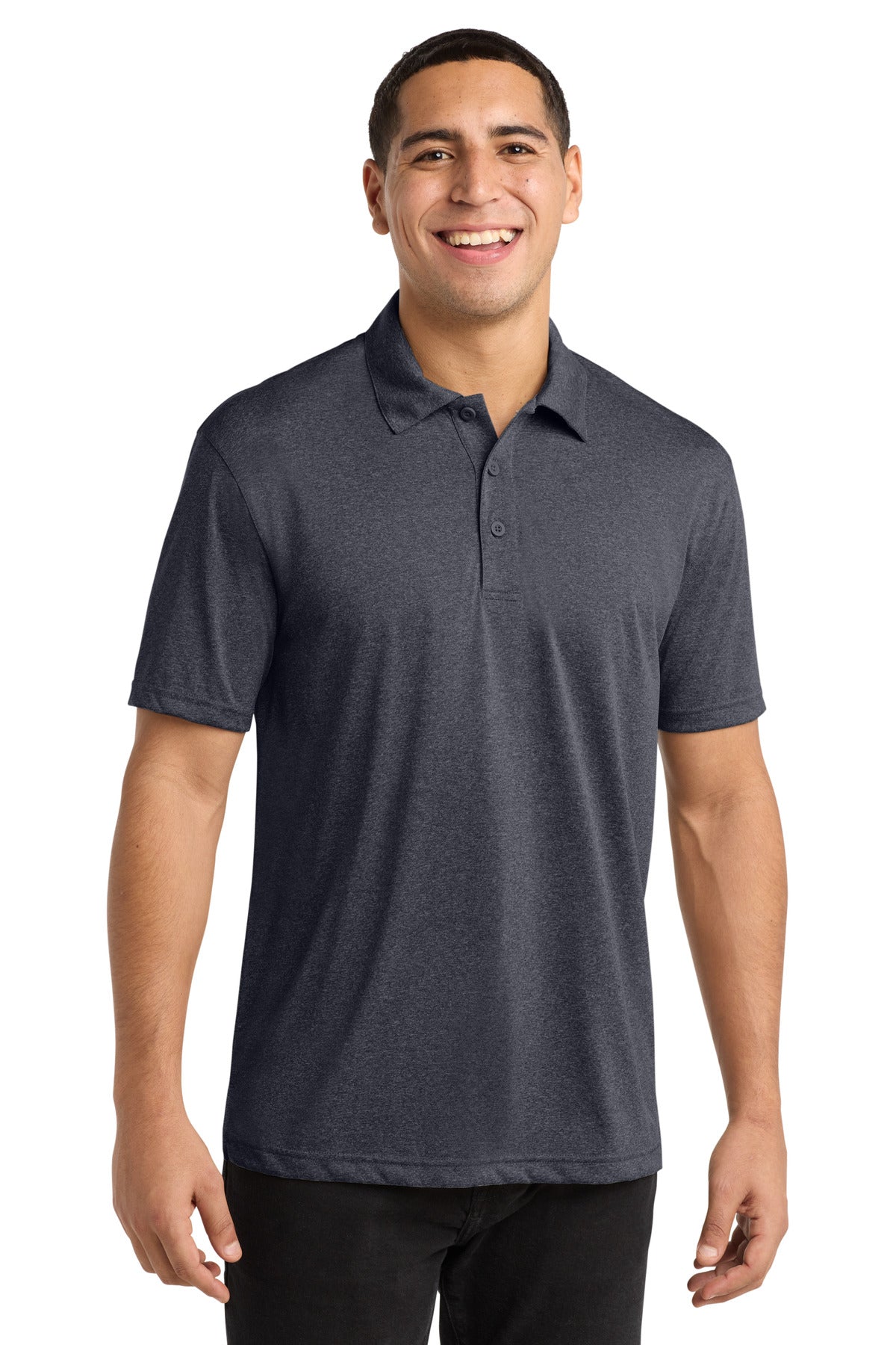 Sport-Tek Heather Contender Polo - Graphite Heather - front