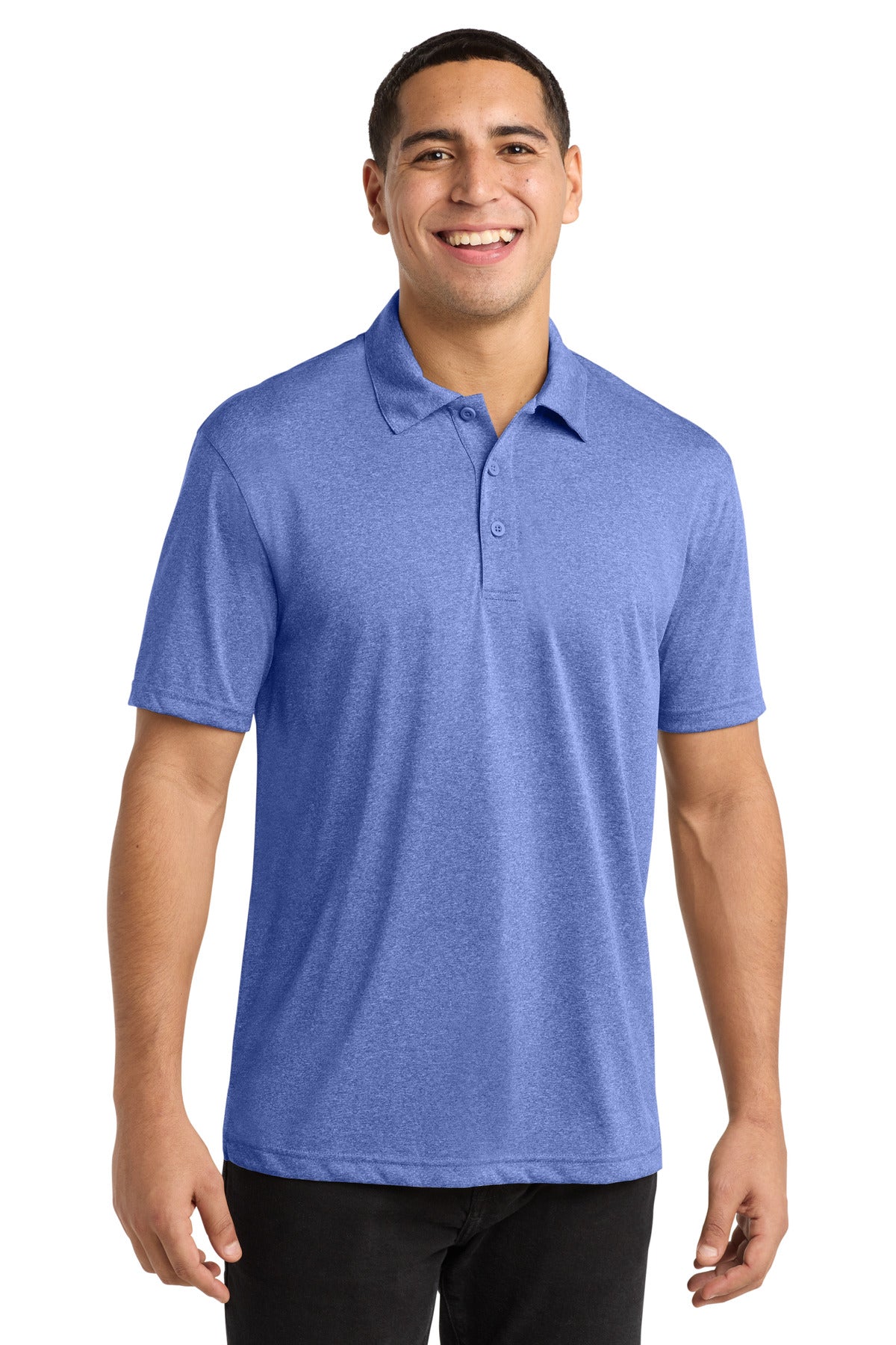 Sport-Tek Heather Contender Polo - True Royal Heather - front