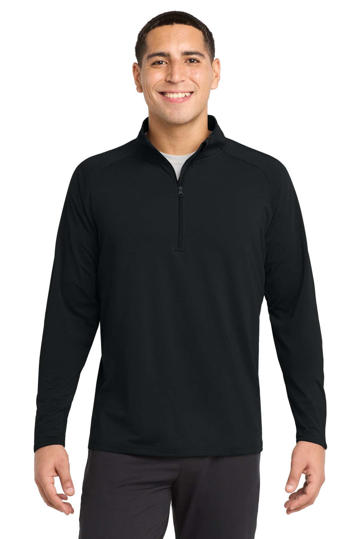 Sport-Tek Sport-Wick Stretch 1/4-Zip Pullover - Black - front