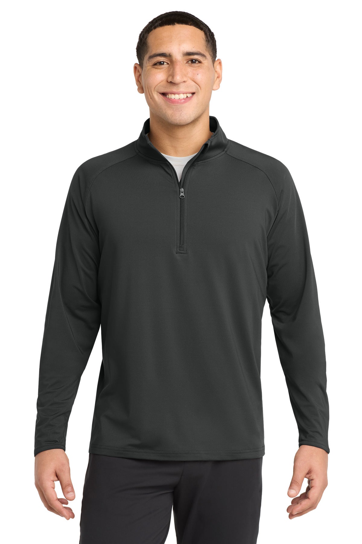 Sport-Tek Sport-Wick Stretch 1/4-Zip Pullover - Charcoal Grey - front