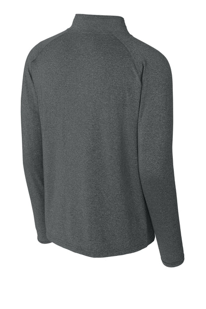 Sport-Tek Sport-Wick Stretch 1/4-Zip Pullover - Charcoal Grey Heather - flat back