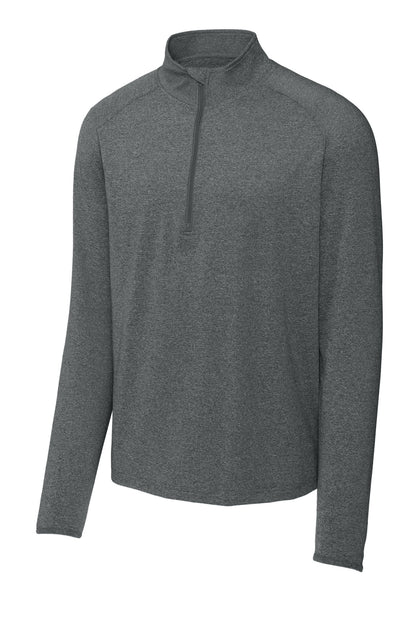 Sport-Tek Sport-Wick Stretch 1/4-Zip Pullover - Charcoal Grey Heather - flat front