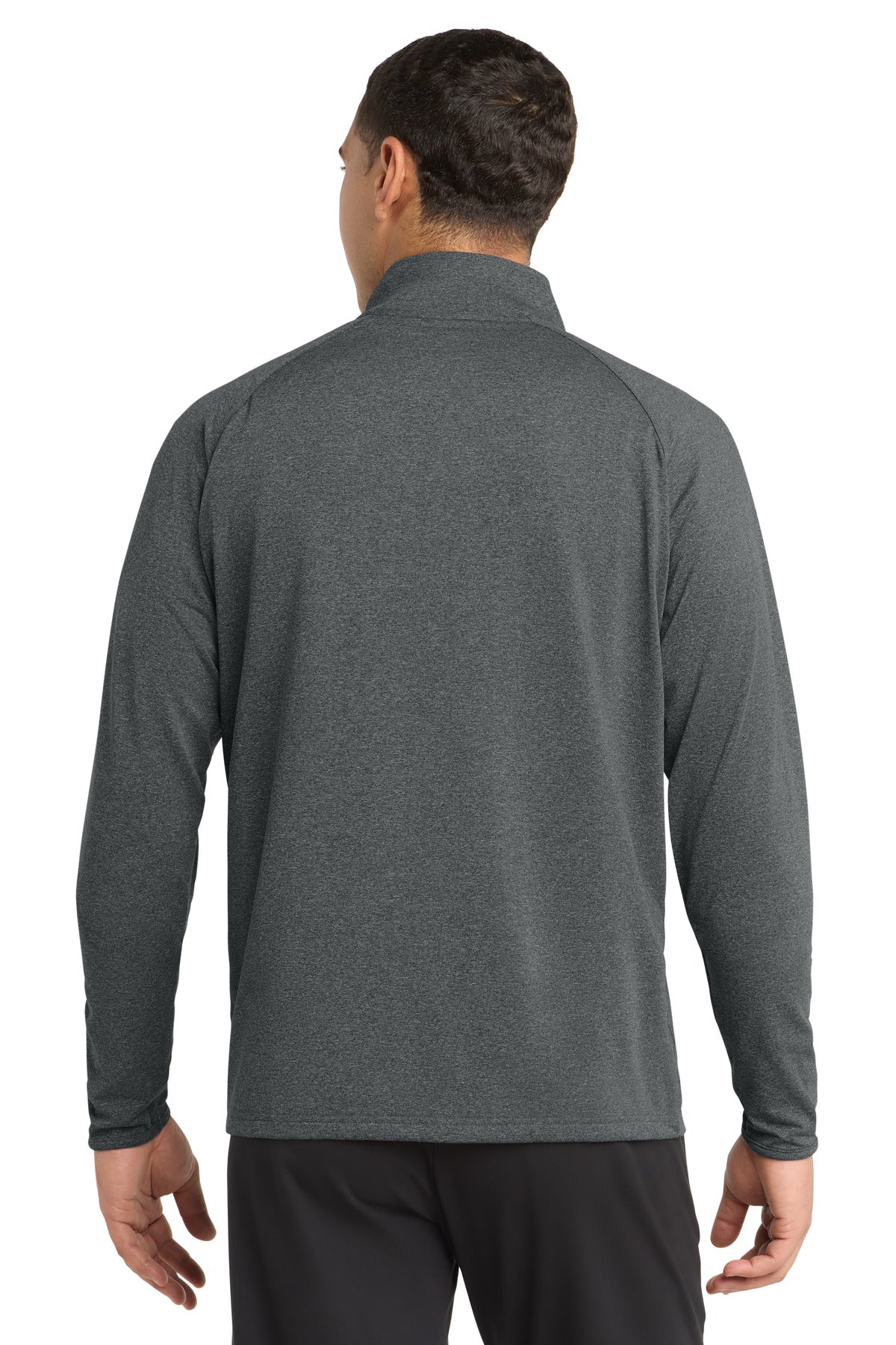 Sport-Tek Sport-Wick Stretch 1/4-Zip Pullover - Charcoal Grey Heather - back