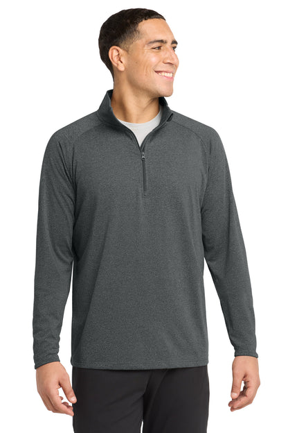 Sport-Tek Sport-Wick Stretch 1/4-Zip Pullover - Charcoal Grey Heather - front