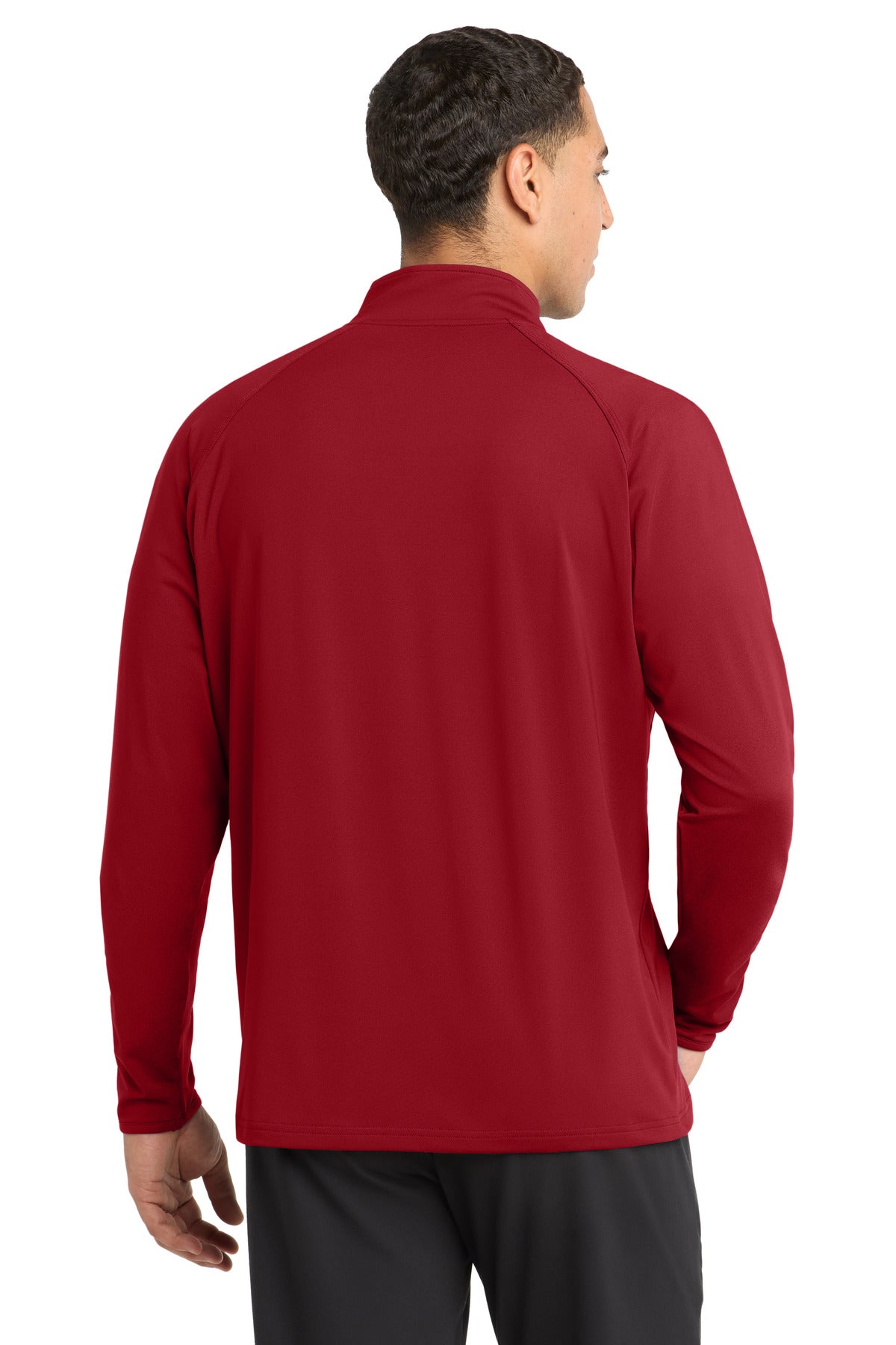 Sport-Tek Sport-Wick Stretch 1/4-Zip Pullover - Deep Red - back