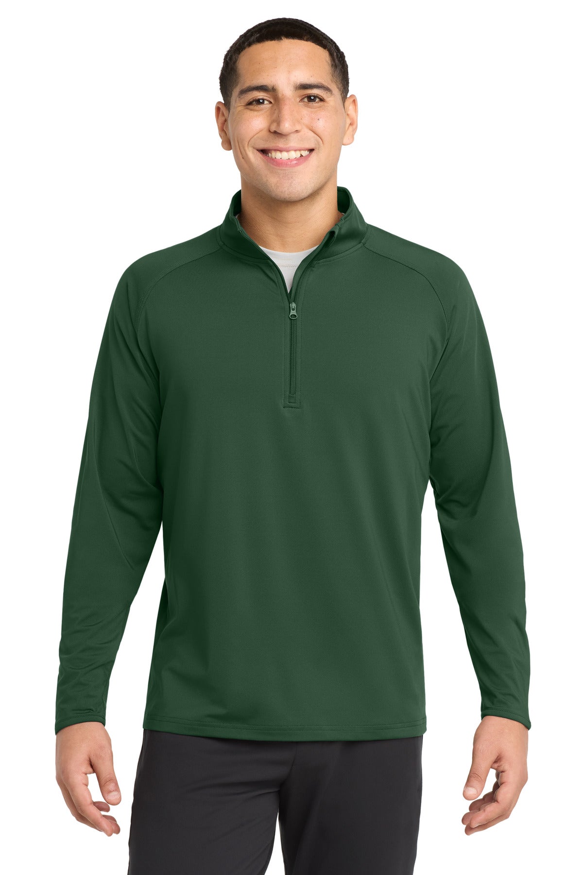 Sport-Tek Sport-Wick Stretch 1/4-Zip Pullover - Forest Green - front
