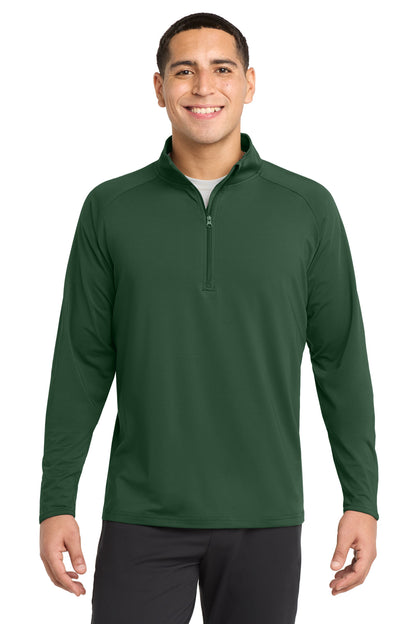 Sport-Tek Sport-Wick Stretch 1/4-Zip Pullover - Forest Green - front
