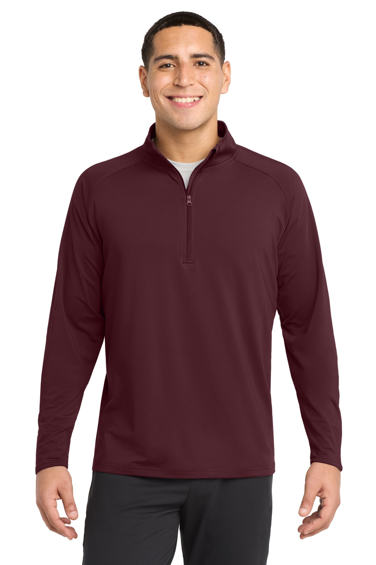Sport-Tek Sport-Wick Stretch 1/4-Zip Pullover - Maroon - front