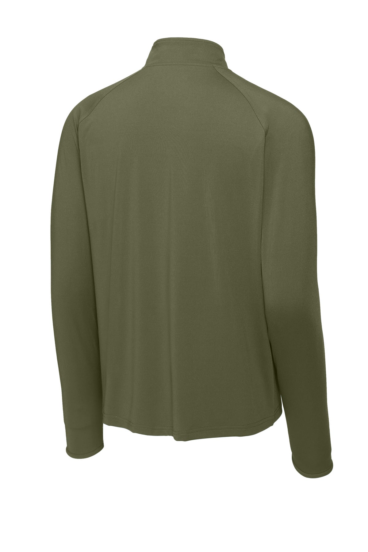 Sport-Tek Sport-Wick Stretch 1/4-Zip Pullover - Olive Drab Green - flat back