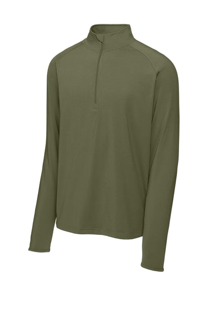Sport-Tek Sport-Wick Stretch 1/4-Zip Pullover - Olive Drab Green - flat front