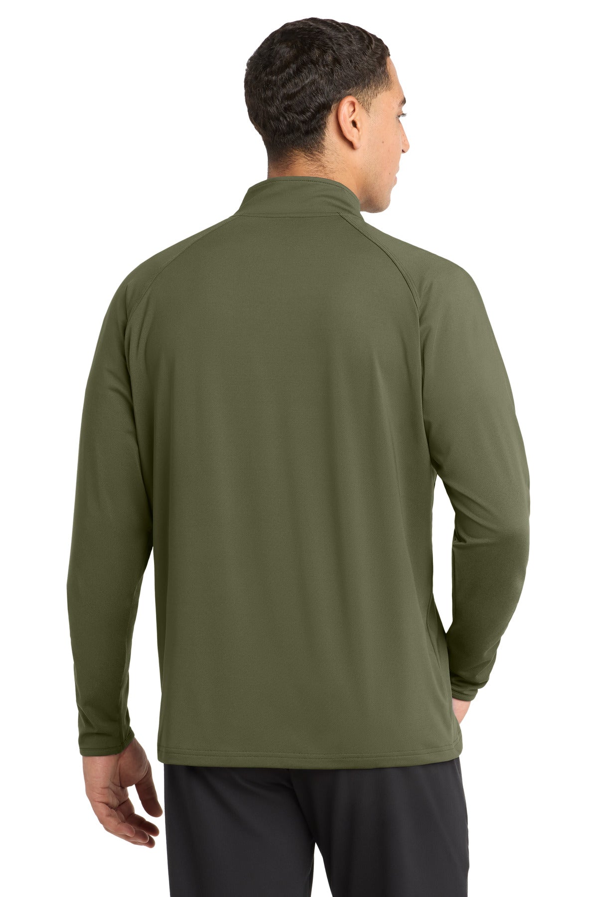 Sport-Tek Sport-Wick Stretch 1/4-Zip Pullover - Olive Drab Green - back