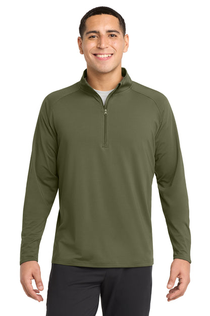 Sport-Tek Sport-Wick Stretch 1/4-Zip Pullover - Olive Drab Green - front