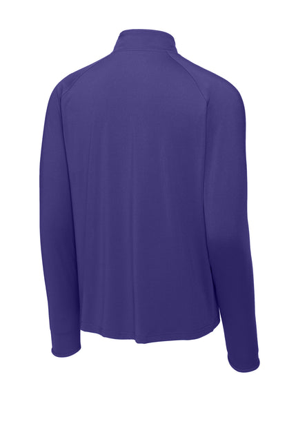 Sport-Tek Sport-Wick Stretch 1/4-Zip Pullover - Purple - flat back