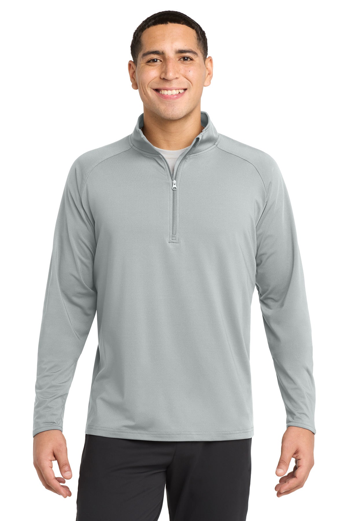 Sport-Tek Sport-Wick Stretch 1/4-Zip Pullover - Silver - front