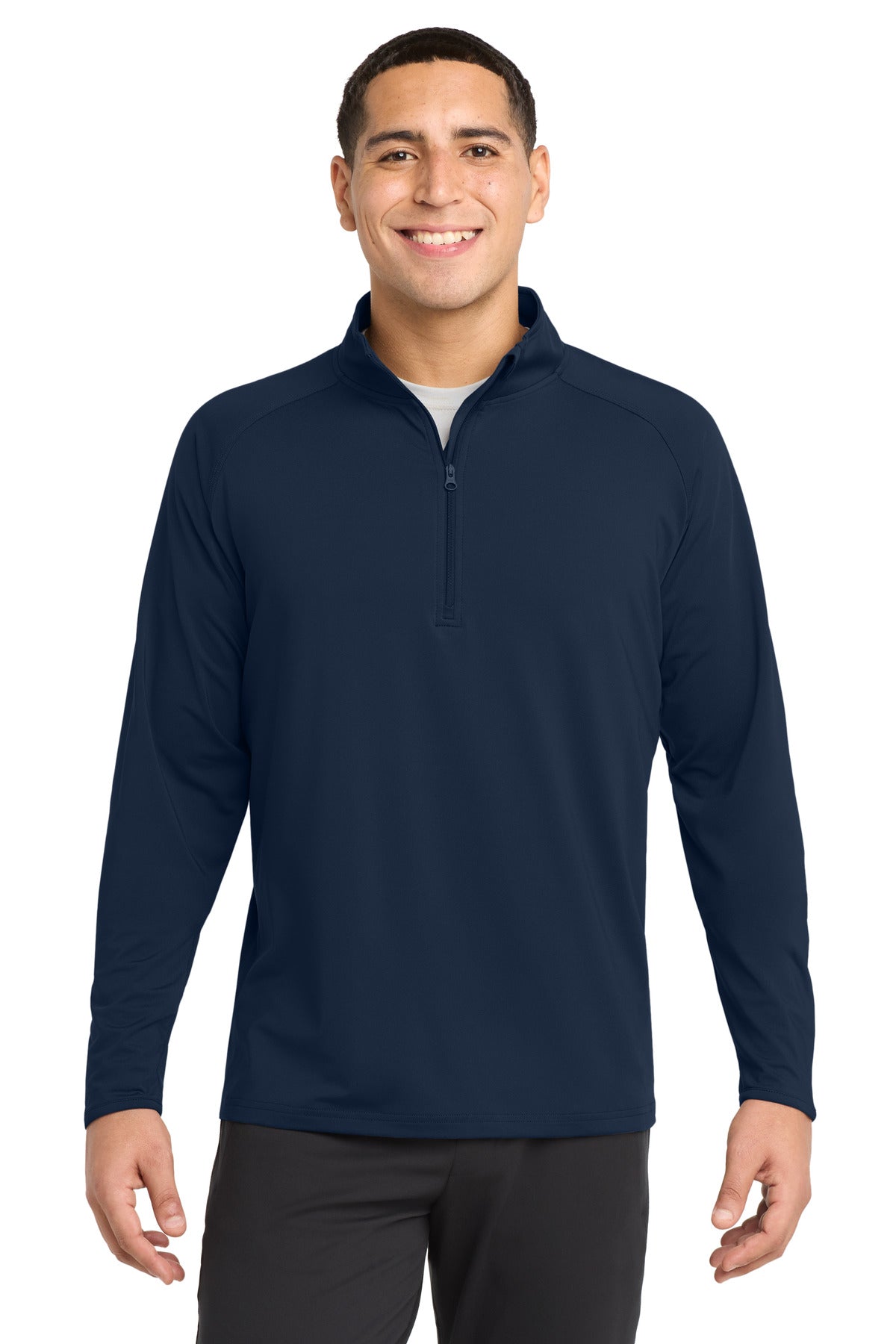 Sport-Tek Sport-Wick Stretch 1/4-Zip Pullover - True Navy - front