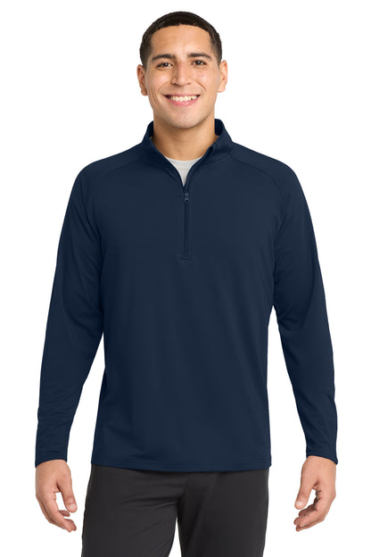Sport-Tek Sport-Wick Stretch 1/4-Zip Pullover - True Navy - front