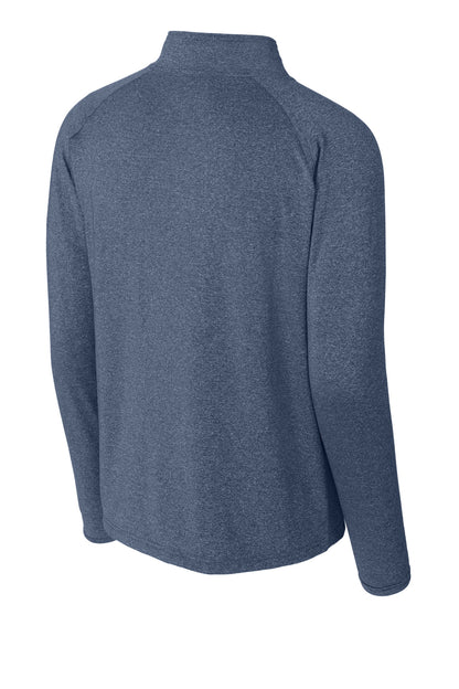 Sport-Tek Sport-Wick Stretch 1/4-Zip Pullover - True Navy Heather - flat back