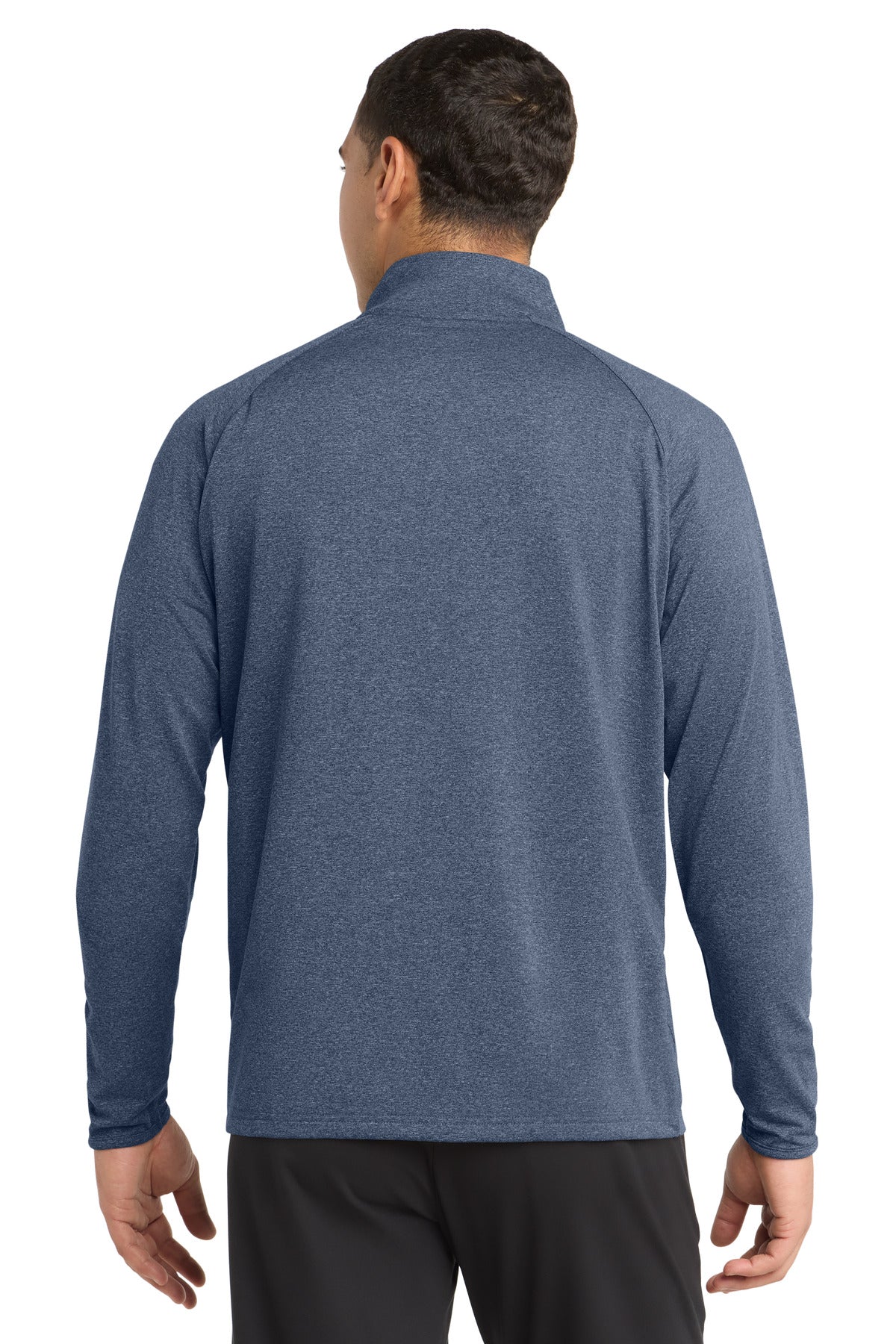 Sport-Tek Sport-Wick Stretch 1/4-Zip Pullover - True Navy Heather - back