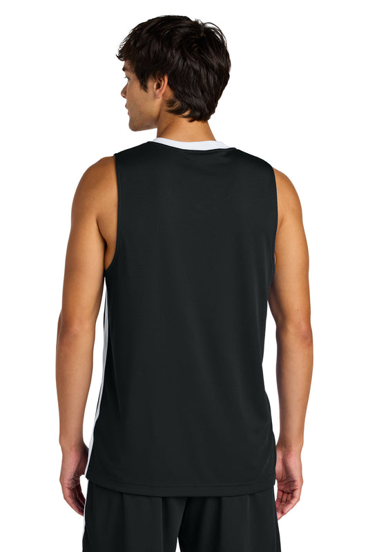 Sport-Tek Rival Basketball Rev Jersey - Black/ White - back