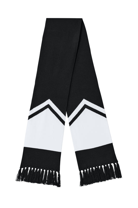 Sport-Tek Gameday Scarf - Black/ White - front