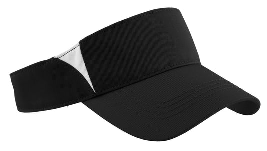 Sport-Tek Dry Zone Colorblock Visor - Black/ White - front
