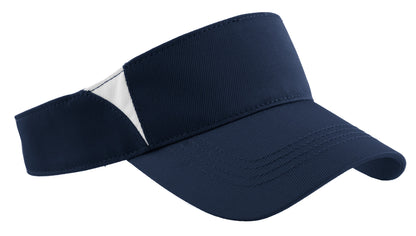 Sport-Tek Dry Zone Colorblock Visor - True Navy/ White - front