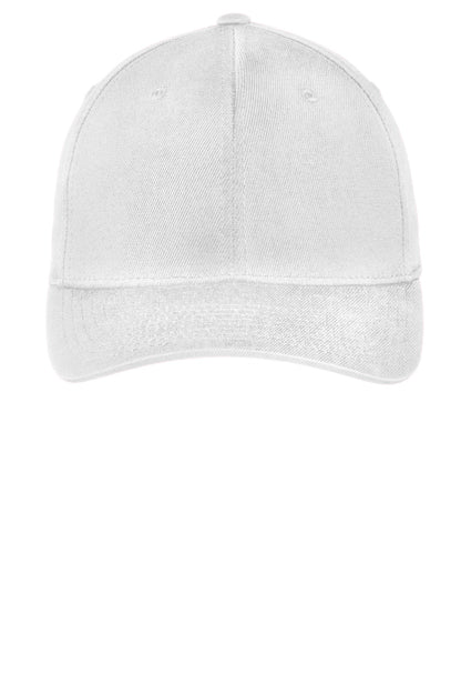 Sport-Tek Flexfit Performance Solid Cap - White - flat front