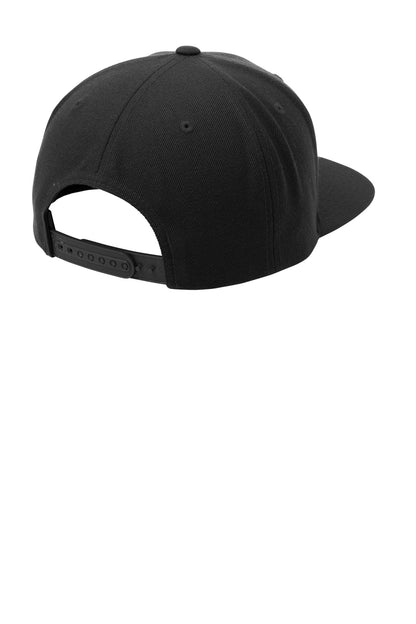 Sport-Tek YP Classics Flat Bill Snapback Cap - Black - flat back
