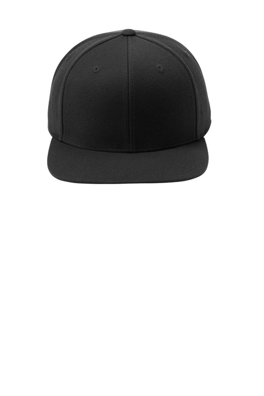 Sport-Tek YP Classics Flat Bill Snapback Cap - Black - flat front