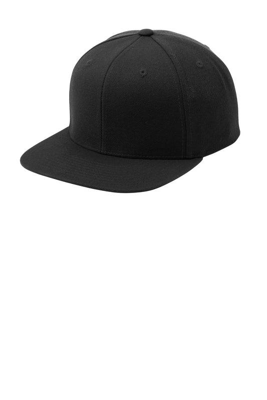 Sport-Tek YP Classics Flat Bill Snapback Cap - Black - front