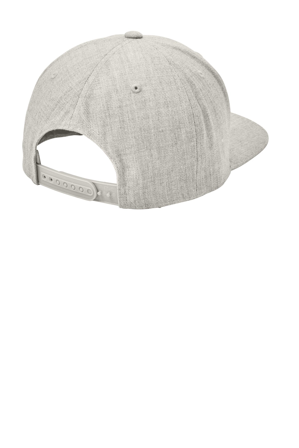 Sport-Tek YP Classics Flat Bill Snapback Cap - Heather Grey - flat back