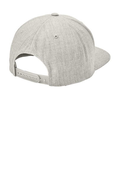 Sport-Tek YP Classics Flat Bill Snapback Cap - Heather Grey - flat back