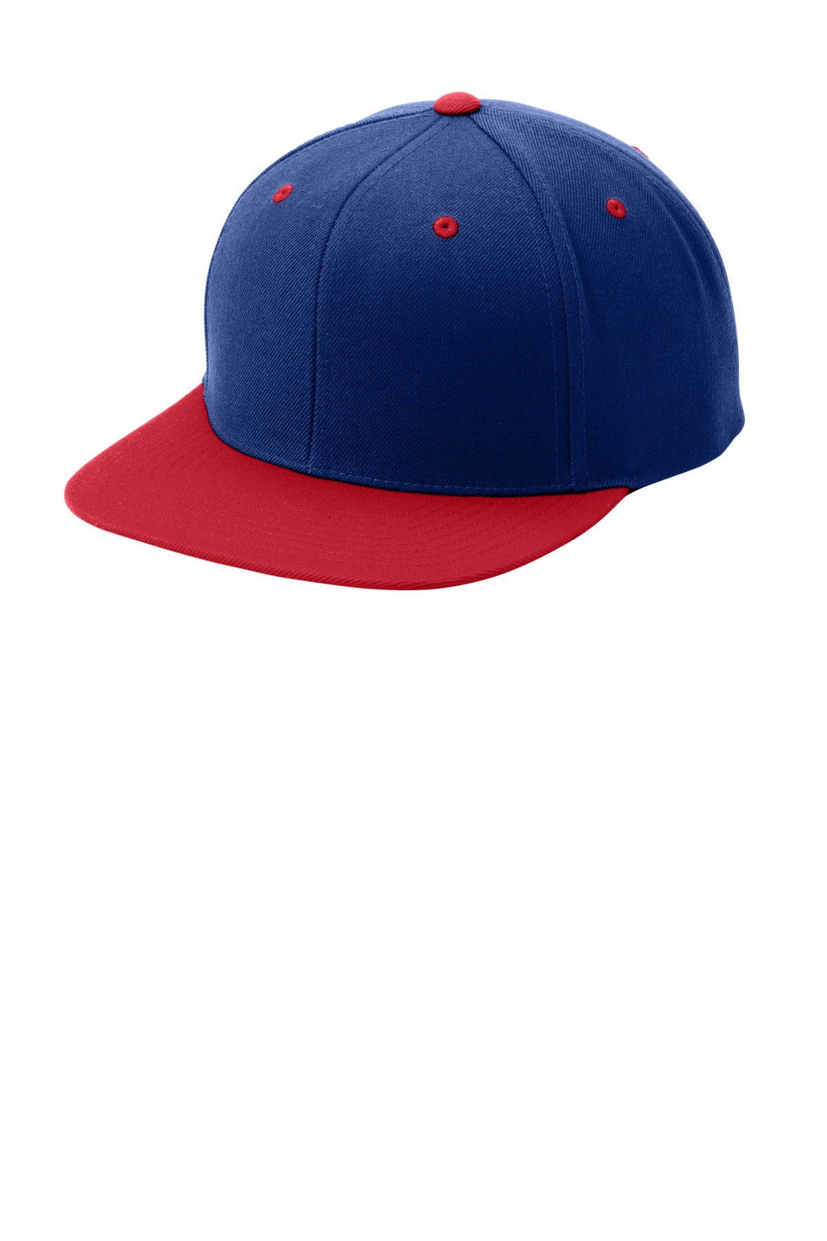 Sport-Tek YP Classics Flat Bill Snapback Cap - True Royal/ True Red - front