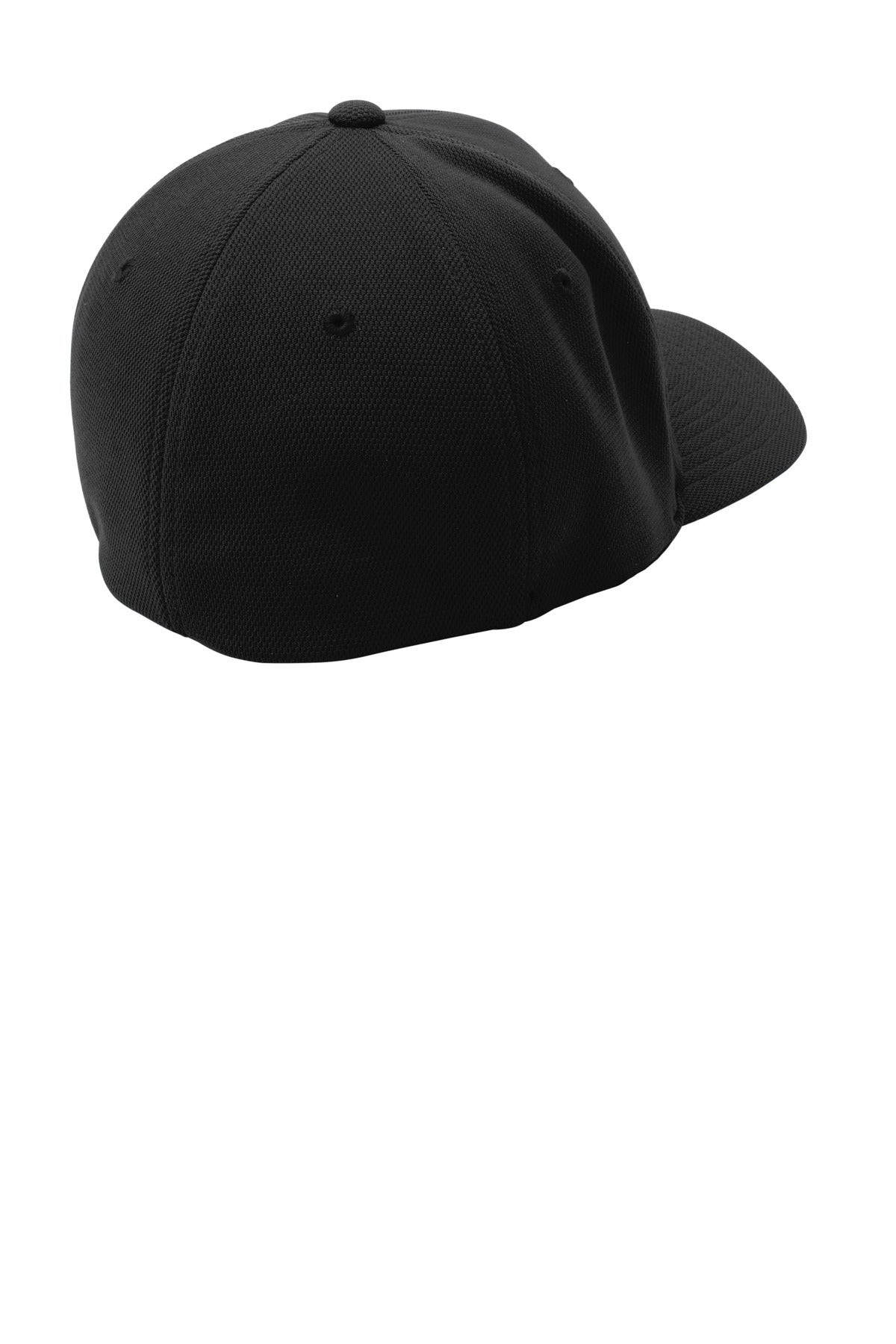Sport-Tek Flexfit Cool & Dry Poly Block Mesh Cap - Black - flat back