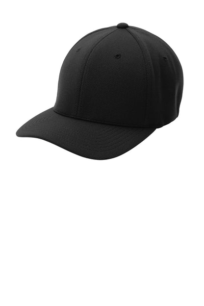 Sport-Tek Flexfit Cool & Dry Poly Block Mesh Cap - Black - front