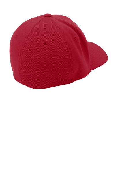 Sport-Tek Flexfit Cool & Dry Poly Block Mesh Cap - True Red - flat back