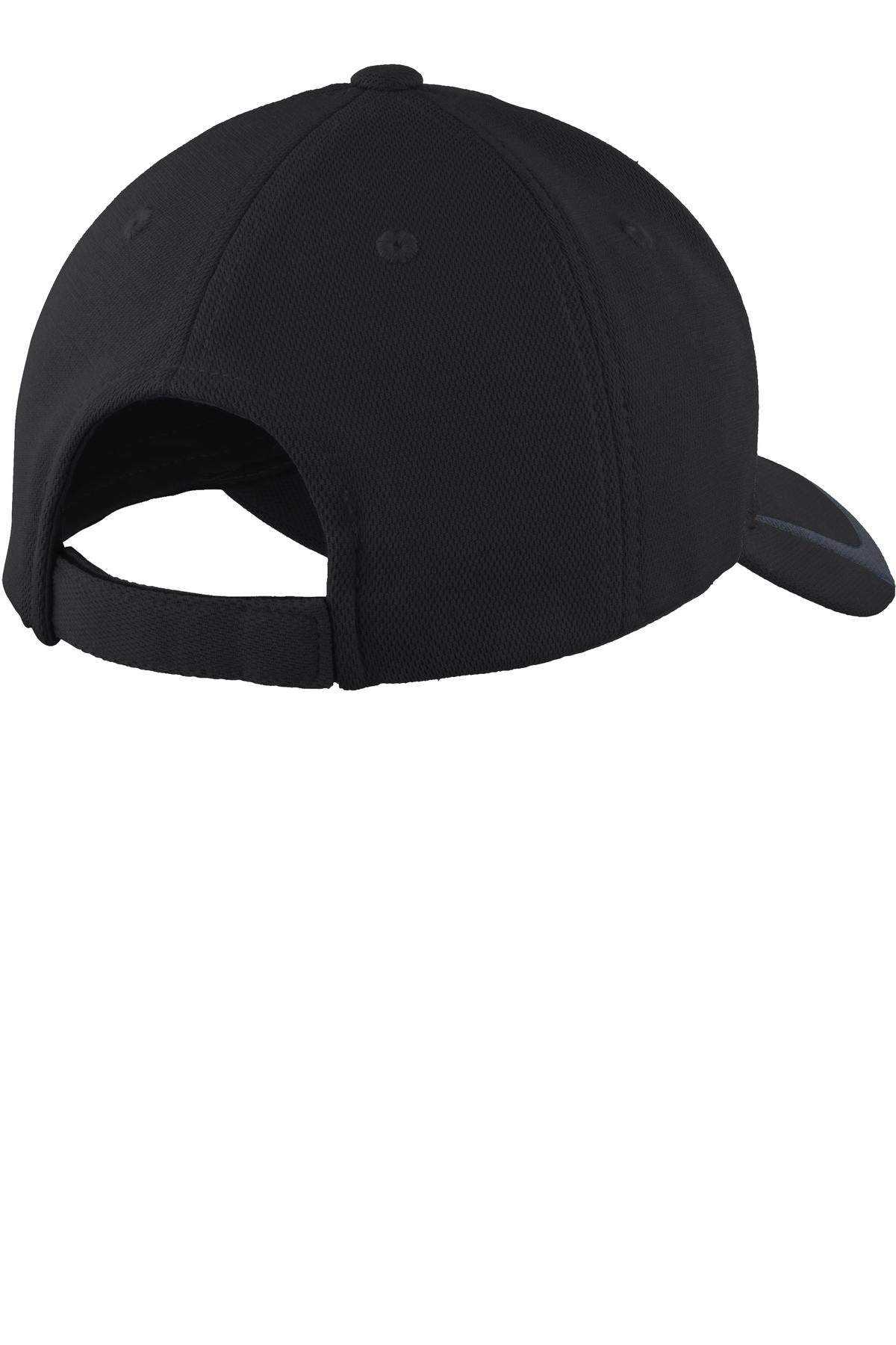 Sport-Tek Pique Colorblock Cap - Black/ Graphite - flat back