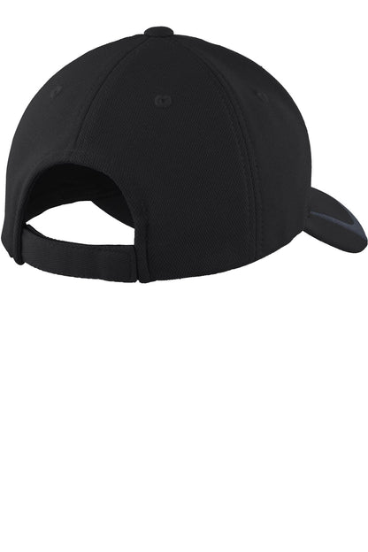 Sport-Tek Pique Colorblock Cap - Black/ Graphite - flat back