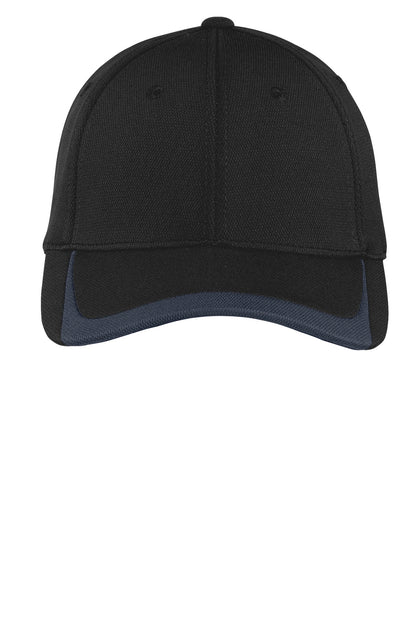 Sport-Tek Pique Colorblock Cap - Black/ Graphite - flat front